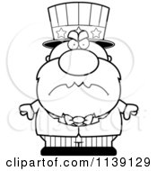 Cartoon Clipart Of A Black And White Mad Uncle Sam Vector Outlined Coloring Page