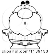Cartoon Clipart Of A Black And White Shocked Senior Bald Man In Underwear Vector Outlined Coloring Page by Cory Thoman