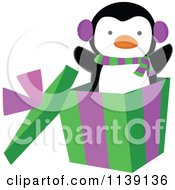 Poster, Art Print Of Cute Penguin Popping Out Of A Christmas Gift Box