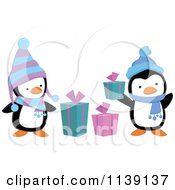 Poster, Art Print Of Cute Christmas Penguins With Gift Boxes