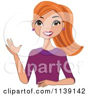 Poster, Art Print Of Beautiful Friendly Red Haired Woman Waving