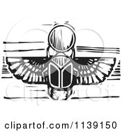 Clipart Of A Black And White Egyptian Scarab Woodcut Royalty Free Vector Illustration by xunantunich