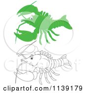 Poster, Art Print Of Cute Green And Black And White Lobster