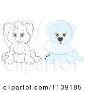 Cartoon Of A Cute Colored And Black And White Puppy Royalty Free Vector Clipart