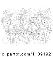 Poster, Art Print Of Outlined Santa And Reindeer Sleigh