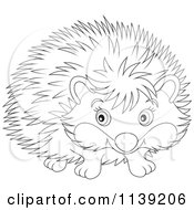 Cartoon Of A Cute Black And White Hedgehog Royalty Free Vector Clipart