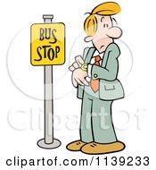 Poster, Art Print Of Businessman Checking His Watch At A Bus Stop