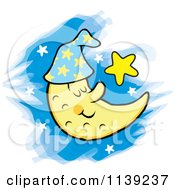 Poster, Art Print Of Content Sleeping Crescent Moon And Stars