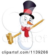 Poster, Art Print Of Christmas Snowman With A Broom For Arms