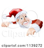 Poster, Art Print Of Santa Pointing Down At A Christmas Sign