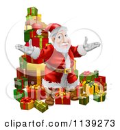 Poster, Art Print Of Santa Standing In Front Of A Pile Of Presents