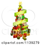 Poster, Art Print Of Tree Of Gifts And Merry Christmas Greeting Banner