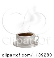 Hot Cup Of Coffee With Steam And A Saucer