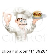 Cartoon Of A Gourmet Chef Serving A Cheeseburger And Gesturing Ok Royalty Free Vector Clipart