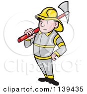 Poster, Art Print Of Retro Fireman With An Axe