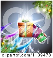 Poster, Art Print Of Christmas Background Of Glowing Gifts And Branches 2