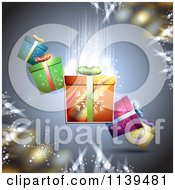Clipart Of A Christmas Background Of Gifts And Glowing Lights 1 Royalty Free Vector Illustration