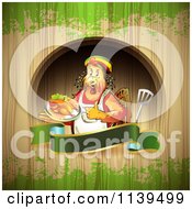 Poster, Art Print Of Rasta Chef Chicken Over A Banner And Wood With Green Grunge