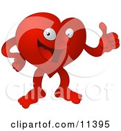 Red Heart Character Giving The Thumbs Up Clipart Illustration