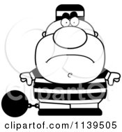 Cartoon Clipart Of A Black And White Mad Prisoner With A Ball And Chain Vector Outlined Coloring Page by Cory Thoman