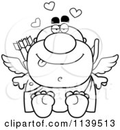 Poster, Art Print Of Black And White Sitting Valentines Day Cupid