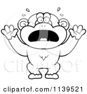 Cartoon Clipart Of A Black And White Frightened Chimp Monkey Vector Outlined Coloring Page