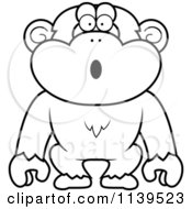 Cartoon Clipart Of A Black And White Shocked Chimp Monkey Vector Outlined Coloring Page