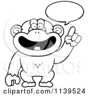 Cartoon Clipart Of A Black And White Smart Chimp Talking Vector Outlined Coloring Page