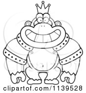Cartoon Clipart Of A Black And White King Gorilla Wearing A Crown And Robe Vector Outlined Coloring Page