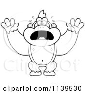 Cartoon Clipart Of A Black And White Panicking Gorilla Monkey Vector Outlined Coloring Page