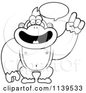 Cartoon Clipart Of A Black And White Smart Gorilla Talking Vector Outlined Coloring Page