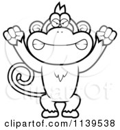 Cartoon Clipart Of A Black And White Mad Monkey Vector Outlined Coloring Page