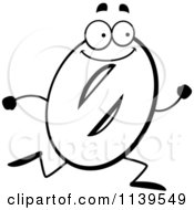Cartoon Clipart Of A Black And White Running Number Zero Vector Outlined Coloring Page