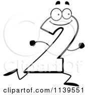 Cartoon Clipart Of A Black And White Running Number Two Vector Outlined Coloring Page by Cory Thoman