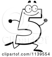 Cartoon Clipart Of A Black And White Running Number Five Vector Outlined Coloring Page by Cory Thoman