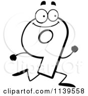 Cartoon Clipart Of A Black And White Running Number Nine Vector Outlined Coloring Page