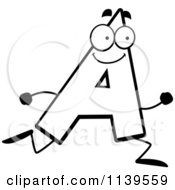 Cartoon Clipart Of A Black And White Running Letter A Vector Outlined Coloring Page