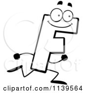 Cartoon Clipart Of A Black And White Running Letter F Vector Outlined Coloring Page