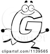 Cartoon Clipart Of A Black And White Running Letter G Vector Outlined Coloring Page