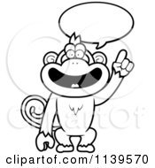 Cartoon Clipart Of A Black And White Smart Monkey Talking Vector Outlined Coloring Page