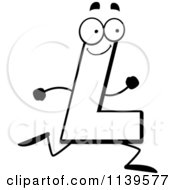 Cartoon Clipart Of A Black And White Running Letter L Vector Outlined Coloring Page