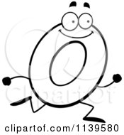 Cartoon Clipart Of A Black And White Running Letter O Vector Outlined Coloring Page