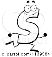 Cartoon Clipart Of A Black And White Running Letter S Vector Outlined Coloring Page