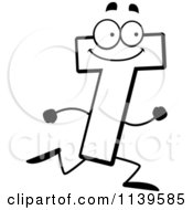 Cartoon Clipart Of A Black And White Running Letter T Vector Outlined Coloring Page
