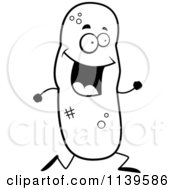 Cartoon Clipart Of A Black And White Running Turd Character Vector Outlined Coloring Page by Cory Thoman