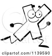 Cartoon Clipart Of A Black And White Running Letter X Vector Outlined Coloring Page