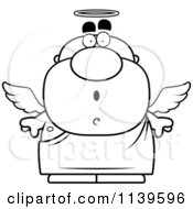 Cartoon Clipart Of A Black And White Shocked Angel Man Vector Outlined Coloring Page