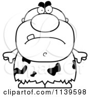 Cartoon Clipart Of A Black And White Mad Caveman Vector Outlined Coloring Page