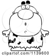 Cartoon Clipart Of A Black And White Shocked Caveman Vector Outlined Coloring Page