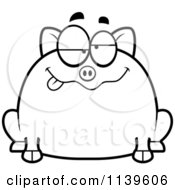 Poster, Art Print Of Black And White Chubby Goofy Pig